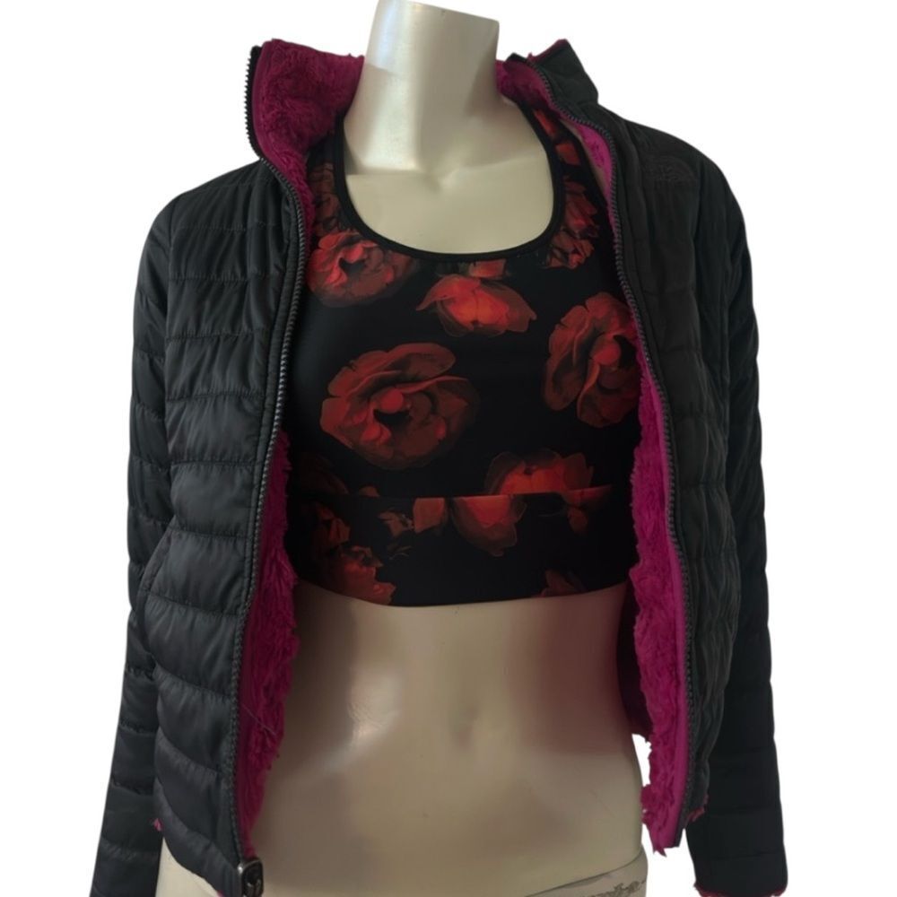 The North Face Black Puffer Jacket with Pink Interior
